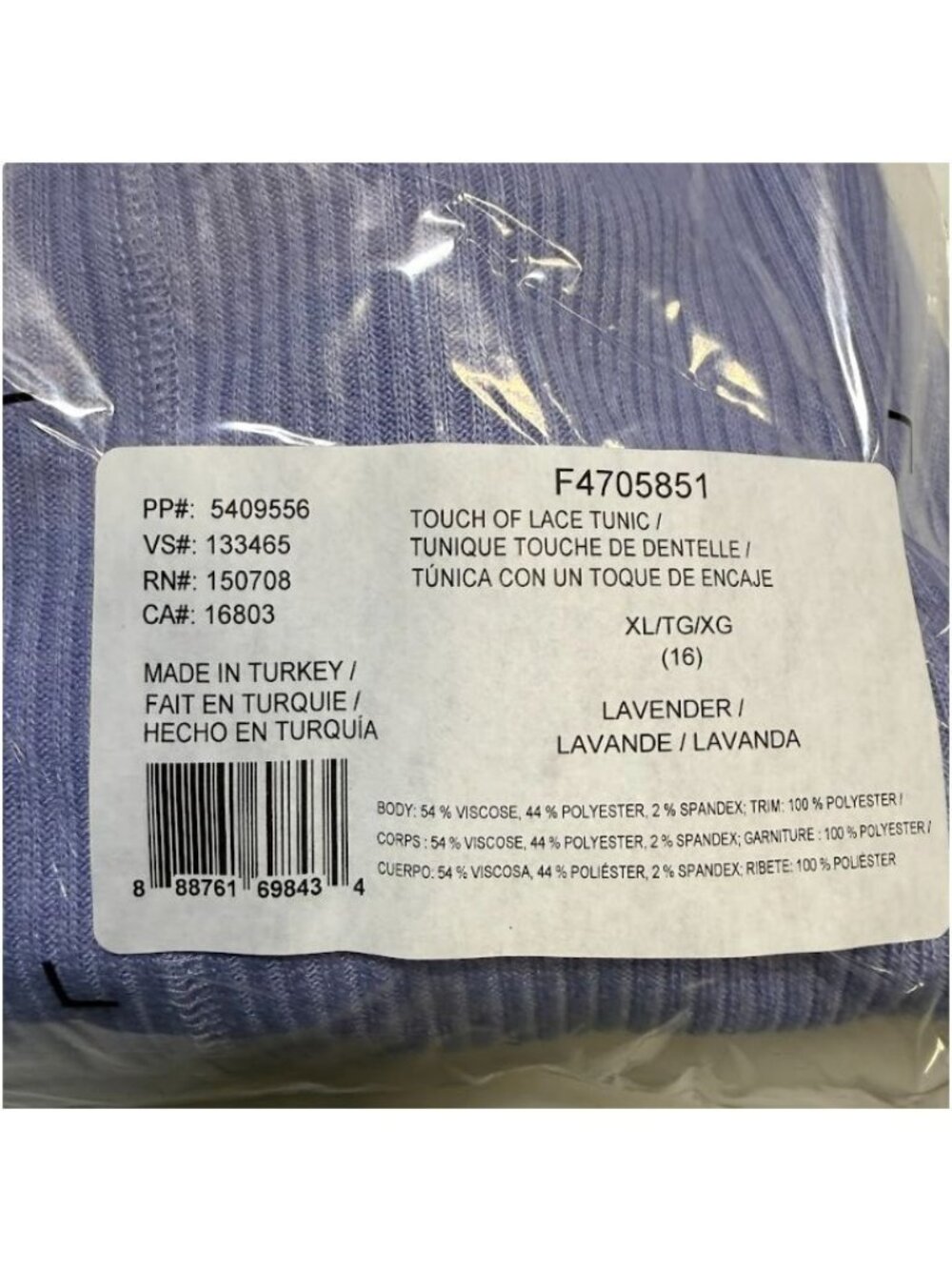 Studio 1886 Ribbed Knit 3/4 Sleeves Lavender Touch Of Lace Tunic Top Size XL - Picture 7 of 7